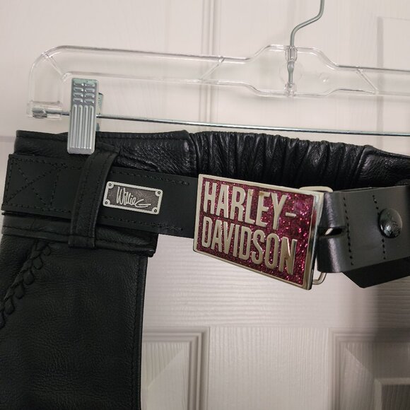 Harley Davidson Women's SX_M Black Leather Willie G Chaps - Picture 4 of 11